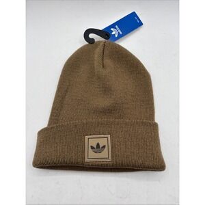 ADIDAS (ORIGINALS GROVE) MENS WINTER CUFF BEANIE  HAT NWT BROWN PATCH LOGO